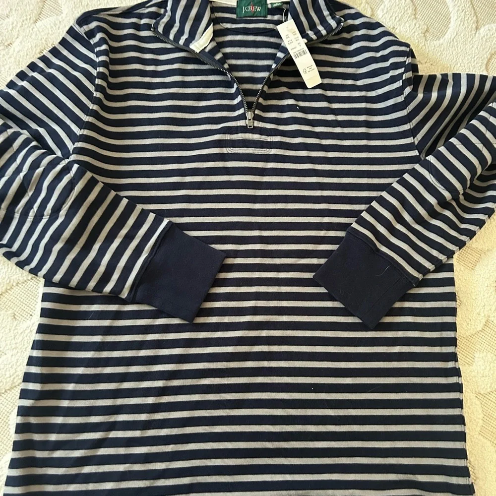Jcrew half zip rugby shirt in stripe blue mens size small